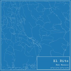 Blueprint US city map of El Rito, New Mexico.