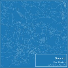 Blueprint US city map of Ramah, New Mexico.