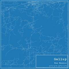 Blueprint US city map of Gallup, New Mexico.