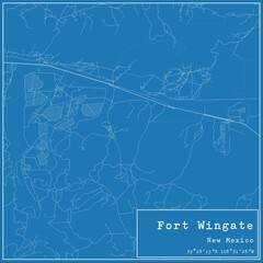 Blueprint US city map of Fort Wingate, New Mexico.