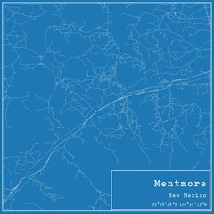 Blueprint US city map of Mentmore, New Mexico.