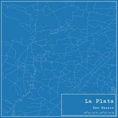 Blueprint US city map of La Plata, New Mexico.
