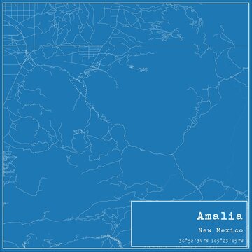 Blueprint US city map of Amalia, New Mexico.