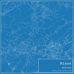 Blueprint US city map of Pinon, Arizona.