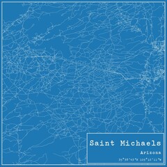 Blueprint US city map of Saint Michaels, Arizona.