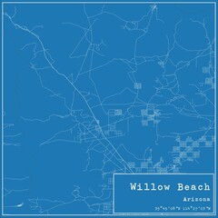 Blueprint US city map of Willow Beach, Arizona.