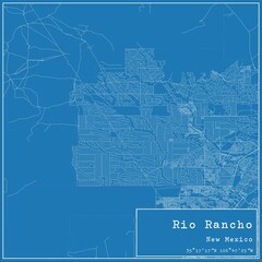 Blueprint US city map of Rio Rancho, New Mexico.