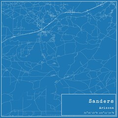 Blueprint US city map of Sanders, Arizona.