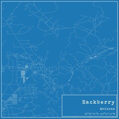 Blueprint US city map of Hackberry, Arizona.