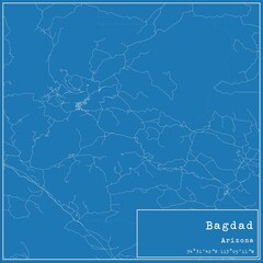 Blueprint US city map of Bagdad, Arizona.