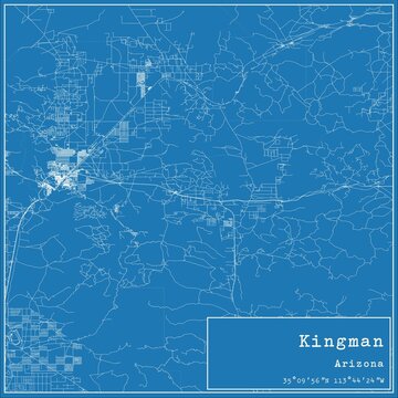 Blueprint US city map of Kingman, Arizona.