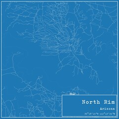Blueprint US city map of North Rim, Arizona.