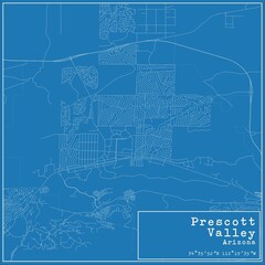 Blueprint US city map of Prescott Valley, Arizona.