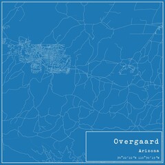 Blueprint US city map of Overgaard, Arizona.