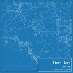Blueprint US city map of Show Low, Arizona.