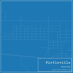 Blueprint US city map of Pirtleville, Arizona.