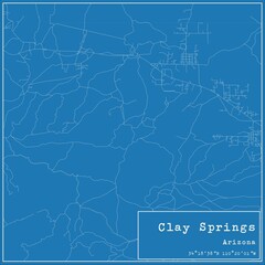 Blueprint US city map of Clay Springs, Arizona.
