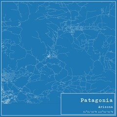 Blueprint US city map of Patagonia, Arizona.