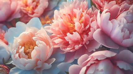 peonies abstract summer background flowers. generative Ai