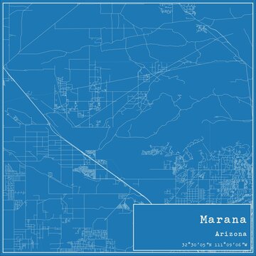 Blueprint US city map of Marana, Arizona.