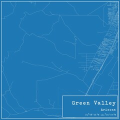 Blueprint US city map of Green Valley, Arizona.