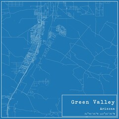 Blueprint US city map of Green Valley, Arizona.