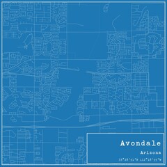 Blueprint US city map of Avondale, Arizona.