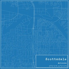 Blueprint US city map of Scottsdale, Arizona.