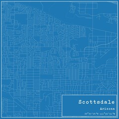 Blueprint US city map of Scottsdale, Arizona.