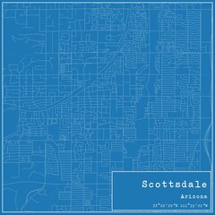 Blueprint US city map of Scottsdale, Arizona.