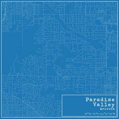 Blueprint US city map of Paradise Valley, Arizona.