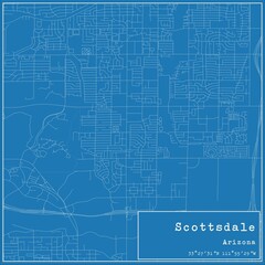 Blueprint US city map of Scottsdale, Arizona.