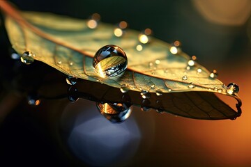 Delicate Dewdrop on Leaf - AI Generated