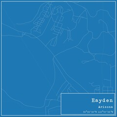 Blueprint US city map of Hayden, Arizona.