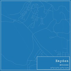 Fototapeta premium Blueprint US city map of Hayden, Arizona.
