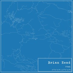 Blueprint US city map of Brian Head, Utah.