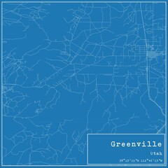 Blueprint US city map of Greenville, Utah.