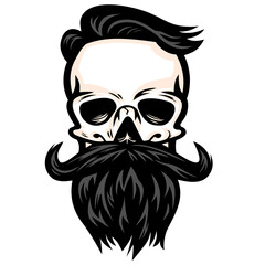 Bearded Skull Hipster Logo Design Illustration Template