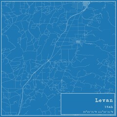 Blueprint US city map of Levan, Utah.