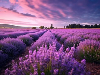 Fototapeta na wymiar Field of Sweet Lavender Flowers - AI Generated