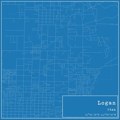 Blueprint US city map of Logan, Utah.