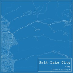 Blueprint US city map of Salt Lake City, Utah.