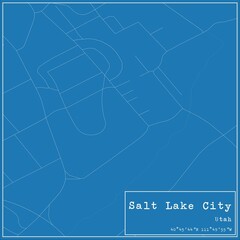 Blueprint US city map of Salt Lake City, Utah.