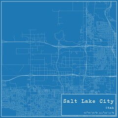 Blueprint US city map of Salt Lake City, Utah.