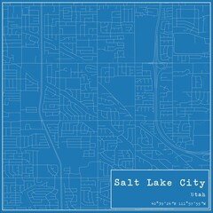 Blueprint US city map of Salt Lake City, Utah.