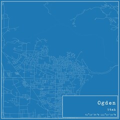 Blueprint US city map of Ogden, Utah.