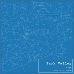 Blueprint US city map of Park Valley, Utah.