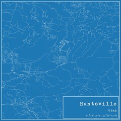 Blueprint US city map of Huntsville, Utah.