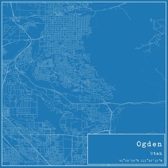 Blueprint US city map of Ogden, Utah.