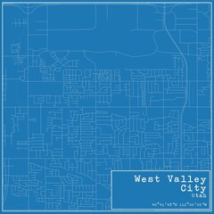 Blueprint US city map of West Valley City, Utah.